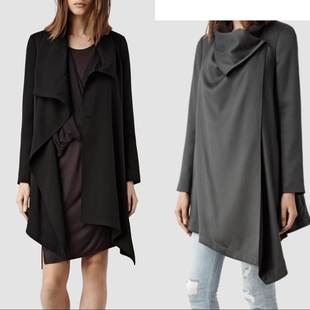 Size6 All Saints Aiko Monument Coat - Black
